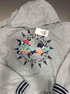 Staple Gray Hoodie with Multicolor Logo